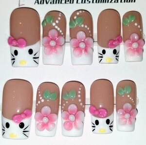 Cute Hk Floral Press On Nail Set